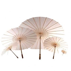 Parapluie en papier blanc en bambou chinois à faire soi-même, cadeau de mariage - Product Image 1