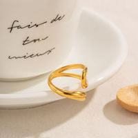 Bague simple à double couche et ouverture irrégulière, plaquée or 18 carats, en acier inoxydable, bijou de mode pour femme