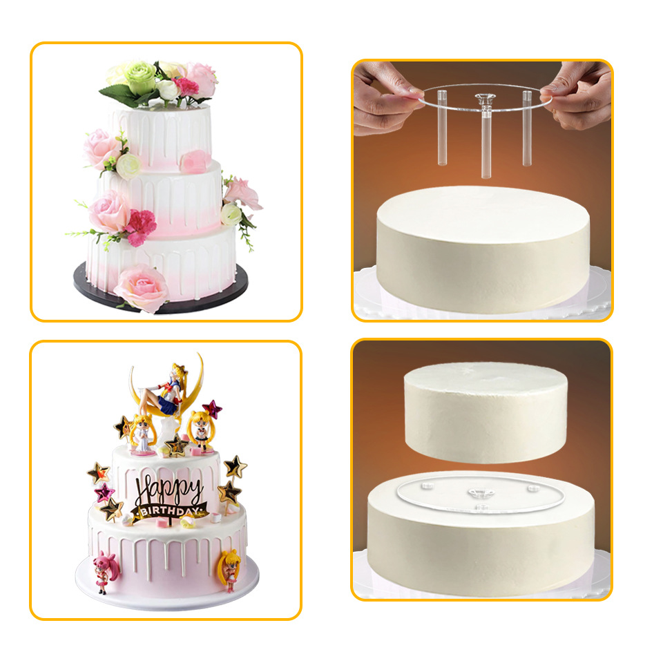 Supports à Gâteau Pour Gâteaux à étages – Lot De 5 Plateaux Blancs (9,12,16,20,20 Cm) Avec 15 Chevilles – Réutilisables – Pour Mariage, Anniversaire