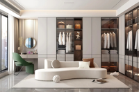 Armoire dressing moderne sur mesure, armoire avec cadre en aluminium et portes vitrées, éclairage LED, table de maquillage intégrée