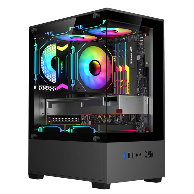 New High Performance Gaming Desktop PC Supports up to Intel Core I5 245K 245KF CPU ATX Aluminum Case with US Plug for Pro Gamers