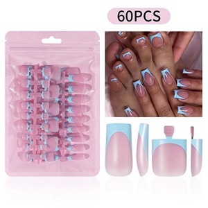 60 <span class=keywords><strong>faux</strong></span> <span class=keywords><strong>ongles</strong></span> carrés courts roses à presser, style French Tip, pour <span class=keywords><strong>pieds</strong></span> et mains, couverture complète, pré-dessinés, pour femmes - Product Image 5