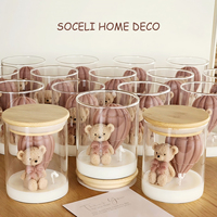Bougie artisanale en cire de soja en forme d'ours en peluche, design personnalisé pour baby shower, baptême, anniversaire, souvenir