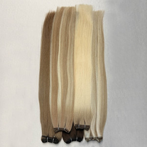 Wholesale 100%Raw Virgin Cuticle Aligned Hair Double Drawn Thick Ends Machine Double Weft Balayage Highlight Color Straight Hair - Product Image 6