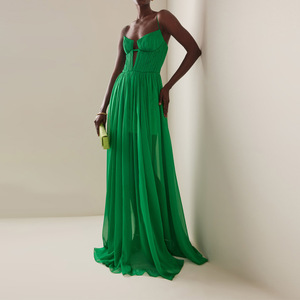 Buy In Bulk Green Church Dress High Waist, V-Neck Design | Alibaba.com