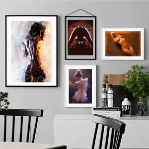 Pintura en Lienzo Personalizada sin Marco de Mujer Desnuda Dorada, Arte Abstracto en Aerosol al Óleo, Decoración Moderna para Pared de Sala de Estar, Dormitorio, Hotel - Product Image 1
