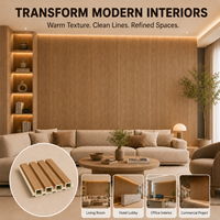 Panneau mural rainuré WPC MORLENX pour intérieur, 170 mm, quatre rainures, grain de bois, revêtement mural décoratif, 22 mm d'épaisseur, longueur personnalisée