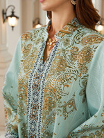 Abaya de luxe turquoise pour femmes musulmanes de Dubaï, robe longue modeste avec motif cachemire transparent, accessoire vestimentaire traditionnel FK075