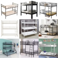 Lit superposé compact avec tiroirs et étagère intégrés, structure en acier, lit double pour appartement d'étudiant et dortoir