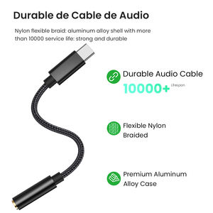 Adaptateur de câble audio USB C vers prise <span class=keywords><strong>jack</strong></span> 3,5 mm EONLINE, câble pour écouteurs, prise <span class=keywords><strong>jack</strong></span> 3,5 mm pour Huawei P20 Xiaomi Mi 10 - Product Image 4
