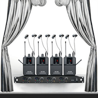 Sistem Monitor In-Ear Nirkabel Mono 4 Saluran Profesional COKYIS EM-D04 VHF, Kabel Data, Tegangan Universal 110-240V untuk Panggung