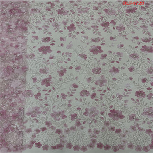 Lo último en tela de secuencia de flores 3D de tinte de corbata de encaje pesado elegante para vestido de novia tela de encaje con cuentas de tubo bordado de lentejuelas de lujo - Product Image 4