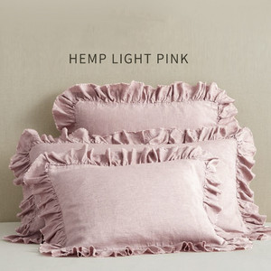 Federa per Cuscino in Lino 100% <span class=keywords><strong>con</strong></span> Volant, Morbida e Lavata, <span class=keywords><strong>con</strong></span> Chiusura a Busta - Product Image 5