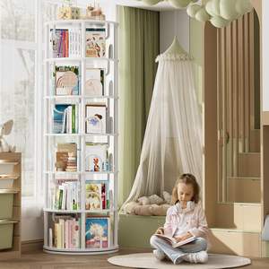 Libreria Girevole a 6 Ripiani, Torre Rotante Contemporanea per Ufficio e Soggiorno, Scaffale Girevole a 360° - Product Image 3