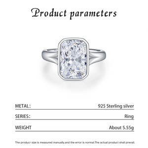 <b>Rectangular</b> <b>Cushion</b> Stone Bezel Set S925 Sterling Silver Ring Elegant Jewelry Gift For Women Proposal Daily Wear - Product Image 5
