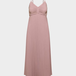 Robe longue plissée rose à bretelles fines, imprimé floral/léopard, taille haute, en PU, élégante pour soirée, sur mesure - Product Image 5