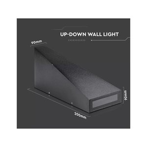 Piramide LED-wandlamp 6W 4000K Zwart lichaam Dubbele straal IP65 Up-Down Warm wit Buitenverlichting op zonne-energie SKU-8298 - Product Image 3