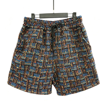 Shorts décontractés pour hommes en tissu peigné teint en fil, motif écossais vintage, coupe ample avec cordon de serrage et poches latérales, style streetwear, personnalisable, collection automne-hiver