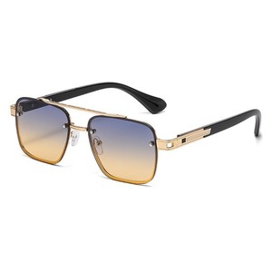 Square Sunglasses Metal <b>Frame</b> <b>Black</b> UV400 Unisex Fashion Sunshades Type 3 PC Lens Double Bridge Design - Product Image 2