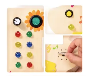 Guitare en bois Montessori avec interrupteur de lumière LED, jouet éducatif précoce pour enfants