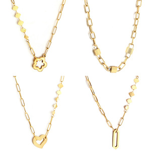 Collier Pendentif Fleur Creuse en Acier Inoxydable Plaqué Or 18 carats Style Européen et Américain, Luxe Léger, Tendance, Idéal Cadeau - Product Image 1