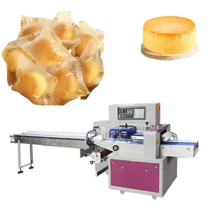 Automatic ready meal biscuit Cake Bread flow wrapping machine pillow type bags printing and packing machine