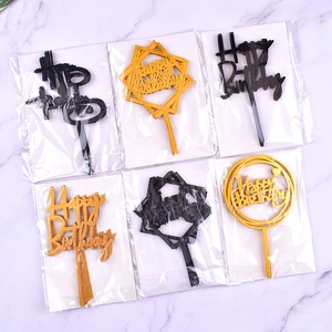 XJH Herramientas <span class=keywords><strong>de</strong></span> Repostería al por Mayor, Decoración <span class=keywords><strong>de</strong></span> Pasteles, Adornos Acrílicos Dorados <span class=keywords><strong>de</strong></span> Feliz <span class=keywords><strong>Cumpleaños</strong></span> para Pasteles y Cupcakes con Palitos - Product Image 5