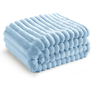 Korean Style Portable 100% Polyester Microfiber Striped <b>Blanket</b> Simple Design Thickened Warm Nap Sofa Air Conditioning Use - Product Image 1