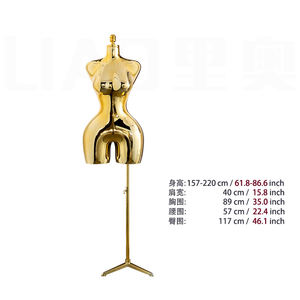 Mannequin femme brésilien <span class=keywords><strong>grande</strong></span> taille, buste et hanches généreuses, demi-corps courbé, plaqué or, pour présentation de vêtements - Product Image 6