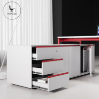 Scrivania Direzionale Moderna in MDF Bianco, Tavolo da Ufficio a L Resistente, Scrivania Estensibile e Set Sedia Ergonomica con Armadietto