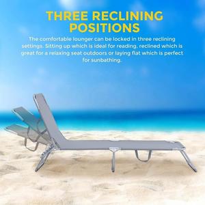 Patio Folding Chaise Lounge <b>Chair</b> for Outdoor Beach Poolside Sunbathing Adjustable Tanning Sun Lounger <b>Recliner</b> <b>Camping</b> - Product Image 5