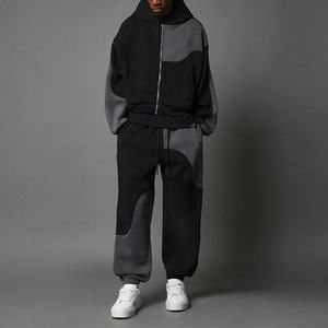 Conjunto de Sudadera con Capucha y Pantalones Deportivos de 2 Piezas, Corte Regular, con Cierre y Bloques de Color, Personalizable con Logotipo Bordado - Product Image 1