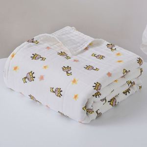 Serviette en coton biologique en gros, 6 couches, en crêpe, en mousseline, couverture pour bébé - Product Image 6