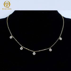 <b>Delicate</b> women's <b>necklace</b> pendant 10k 18k solid gold lab diamond IGI certified for graduation engagement party gift new trend - Product Image 1