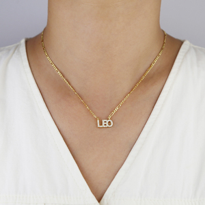 Nuovo Design <span class=keywords><strong>LEO</strong></span> placcato oro <span class=keywords><strong>gioielli</strong></span> da donna con catena cava sottile dodici segni piena Bling CZ ciondolo collana - Product Image 1
