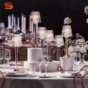 SMOOTH Factory Wholesale <b>Cheap</b> 3 Pcs Set Clear <b>Crystal</b> Shade Candle Holder for Wedding Centerpieces - Product Image 1