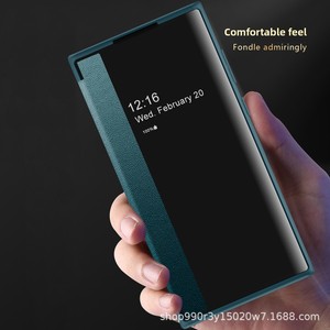 Étui de téléphone Huanmin, compatible avec S23, coque à clapet semi-transparente haut de gamme, protection intégrale, anti-chute - Product Image 1