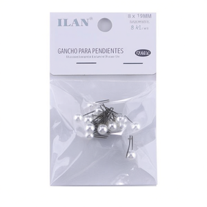 Ganci per orecchini con perla bianca 8x19 mm per la creazione di gioielli - Product Image 2