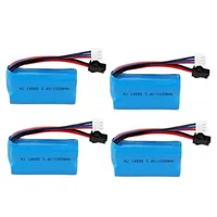 1-5 buah 7.4V 1200mAh baterai Lipo 14500 SM untuk mainan listrik air peluru pistol mainan 7.4V baterai isi ulang kendaraan RC mainan