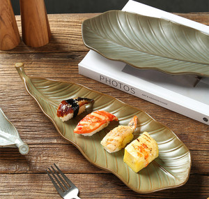 จานซูชิเซรามิกรูปใบไม้14นิ้วจานอาหารเย็นของหวานสำหรับแซลมอนซาซิมิถาดเสิร์ฟอาหารร้านอาหาร - Product Image 6