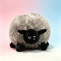 Peluche personnalisée en forme de boule de mouton noire, jouet en peluche simple et mignon de forme ronde, peluche de confort pour enfants
