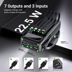 พาวเวอร์<span class=keywords><strong>แบ</strong></span>งค์พกพา 30000 มิลลิแอมป์ พร้อมหน้าจอแสดงผลดิจิตอล <span class=keywords><strong>ชาร์จ</strong></span>โทรศัพท์ 4 พอร์<span class=keywords><strong>ต</strong></span> USB ช่อง Type C <span class=keywords><strong>รอง</strong></span>รับการชาร์จเร็วพิเศษ 22.5 วั<span class=keywords><strong>ต</strong></span><span class=keywords><strong>ต</strong></span>์ PD - Product Image 3