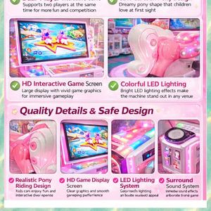 เกมม้าแข่งหยอดเหรียญสำหรับเด็ก Filly Cuties แบบ 2 ผู้เล่น เครื่องจำลองการขี่ม้าสำหรับเด็ก เหมาะสำหรับสวนสนุกและห้างสรรพสินค้า - Product Image 3