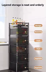 مطبخ تخزين عمودي دوار مربع متعدد الطبقات سلة فواكه وخضروات متحركة إطار دفع لوازم المطبخ - Product Image 6
