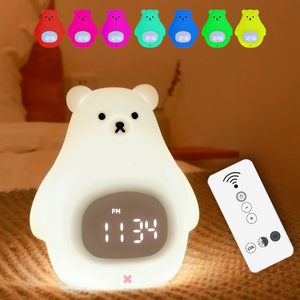 Réveil numérique LED intelligent pour chambre d'enfant et bureau, avec simulation du lever et du coucher du soleil, lumière de nuit en silicone, logo personnalisé, type-C - Product Image 2