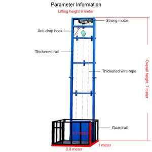 MIDE Simple Cargo Lift, capacité de charge 500 kg, commande électrique à distance, <span class=keywords><strong>hauteur</strong></span> de levage 2 m, petite plateforme élévatrice pour usine et entrepôt - Product Image 5