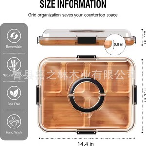 Bandeja de madera para frutas y galletas con tapa transparente, bandeja compartimentada de madera maciza para uso doméstico - Product Image 2