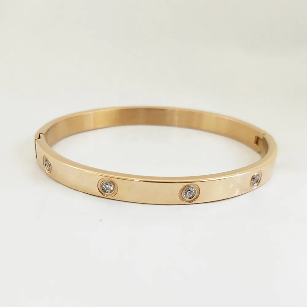 Mecylife pulseira de jóias femininas, design clássico, oval, zircônio, pulseira de ouro 18k em aço inoxidável