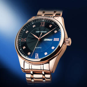 นาฬิกาผู้ชายเพชรชุดนาฬิกาควอตซ์ปฏิทินคู่ทันสมัยนาฬิกาข้อมือธุรกิจกันน้ำ - Product Image 2