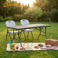 Table pliante rectangulaire portable d'intérieur et d'extérieur en plastique robuste de 4/5/6/8 pieds pour jardin, utilitaire ou repas